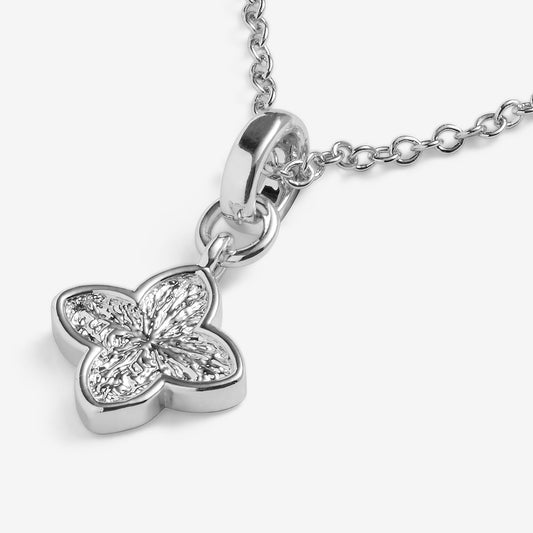 Silver Textured Clover Necklace