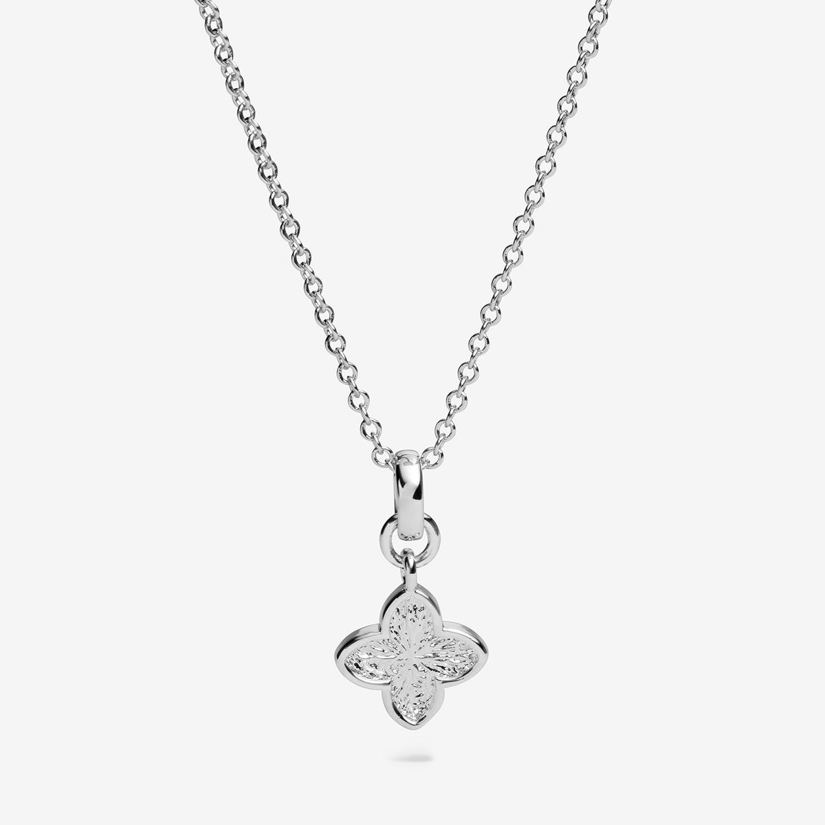 Silver Textured Clover Necklace