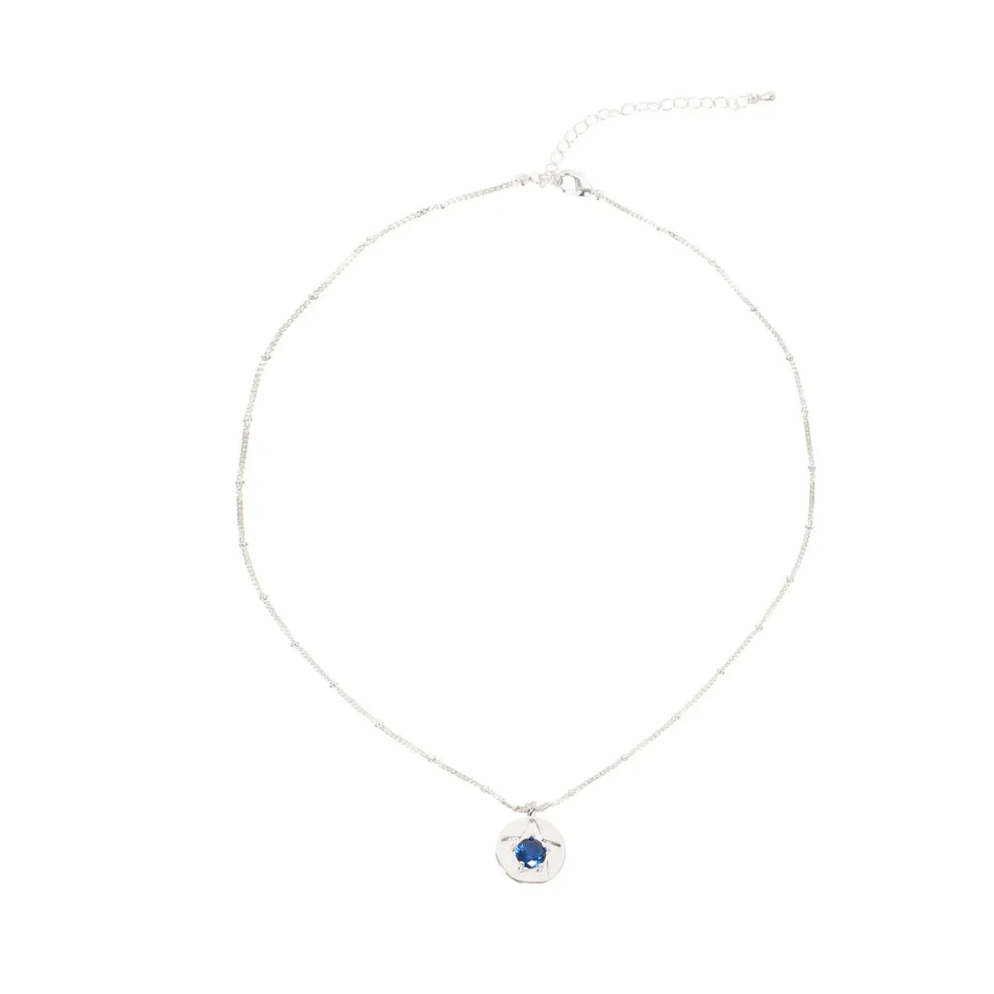 Navy Crystal Star Detail Star Silver Necklace