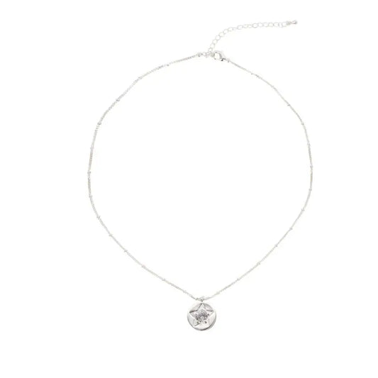 Clear Crystal Star Detail Silver Necklace