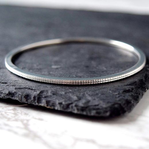 Silver Flat Textured Bangle