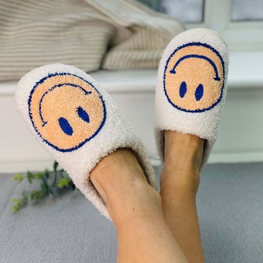 Retro Happy Face Slippers - Large (Size 40-41)