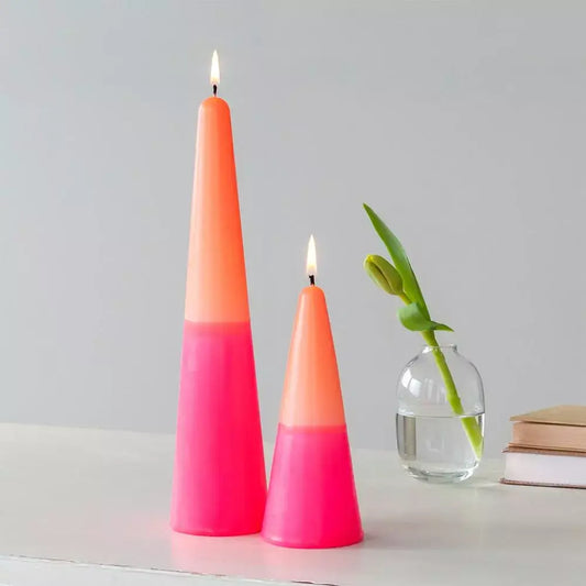 Pink & Orange Cone Candle Small
