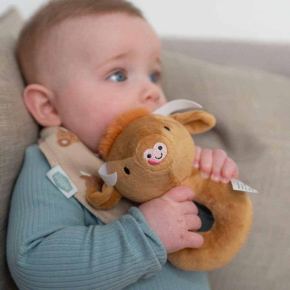 Highland Cow Plush Baby Rattle