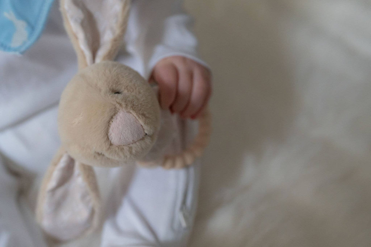 Beige Bunny Plush Baby Rattle