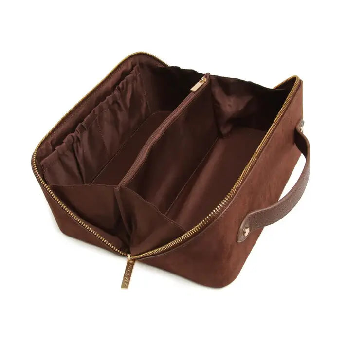 Chocolate Suede Kensington Train Case