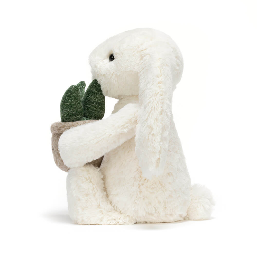 Cream Bunny With Plant