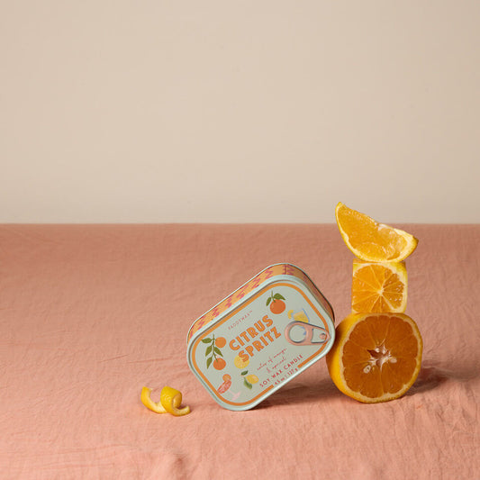 Bistro Orange Printed Tin Candle - Citrus Spritz