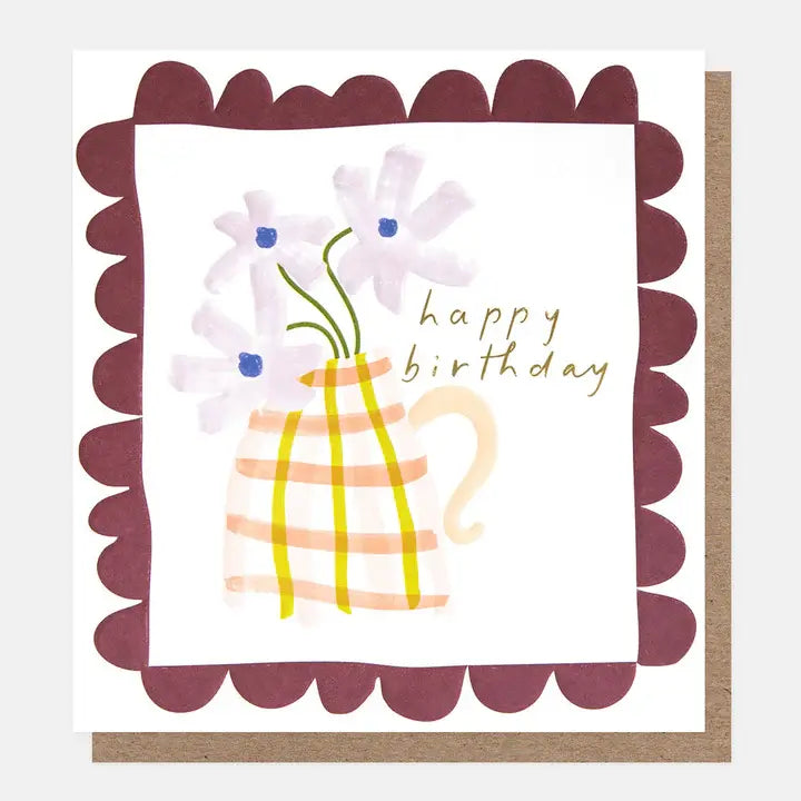 Happy Birthday Pink Balloon Green Border