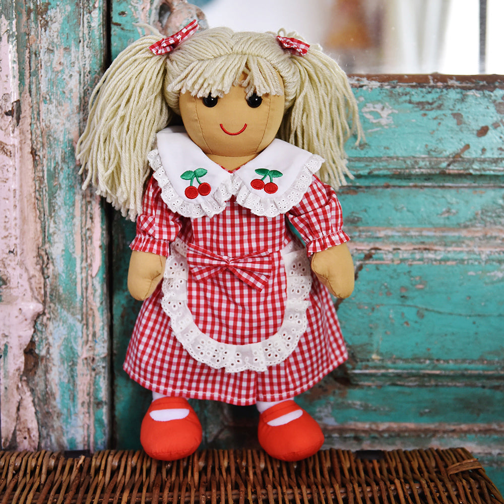 Cherry Red Gingham Dress Rag Doll