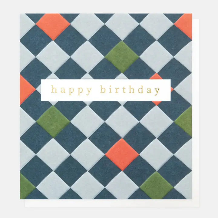 Happy Birthday Multi Check On Navy