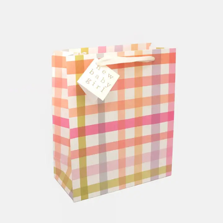 New Baby Girl Multi Check Large Gift Bag