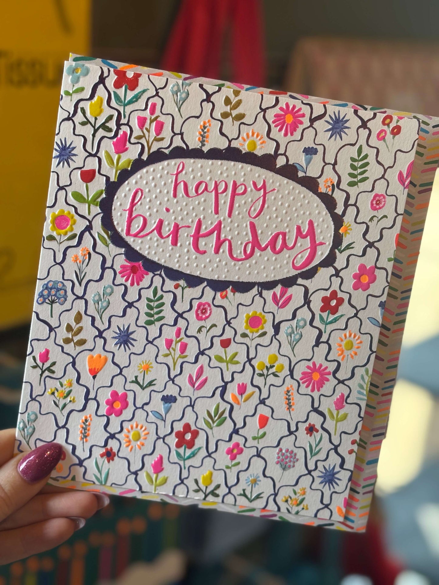 Happy Birthday Wiggle Floral Pattern