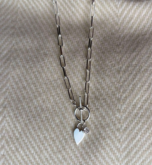 Arlo Heart 16" Silver Link Necklace