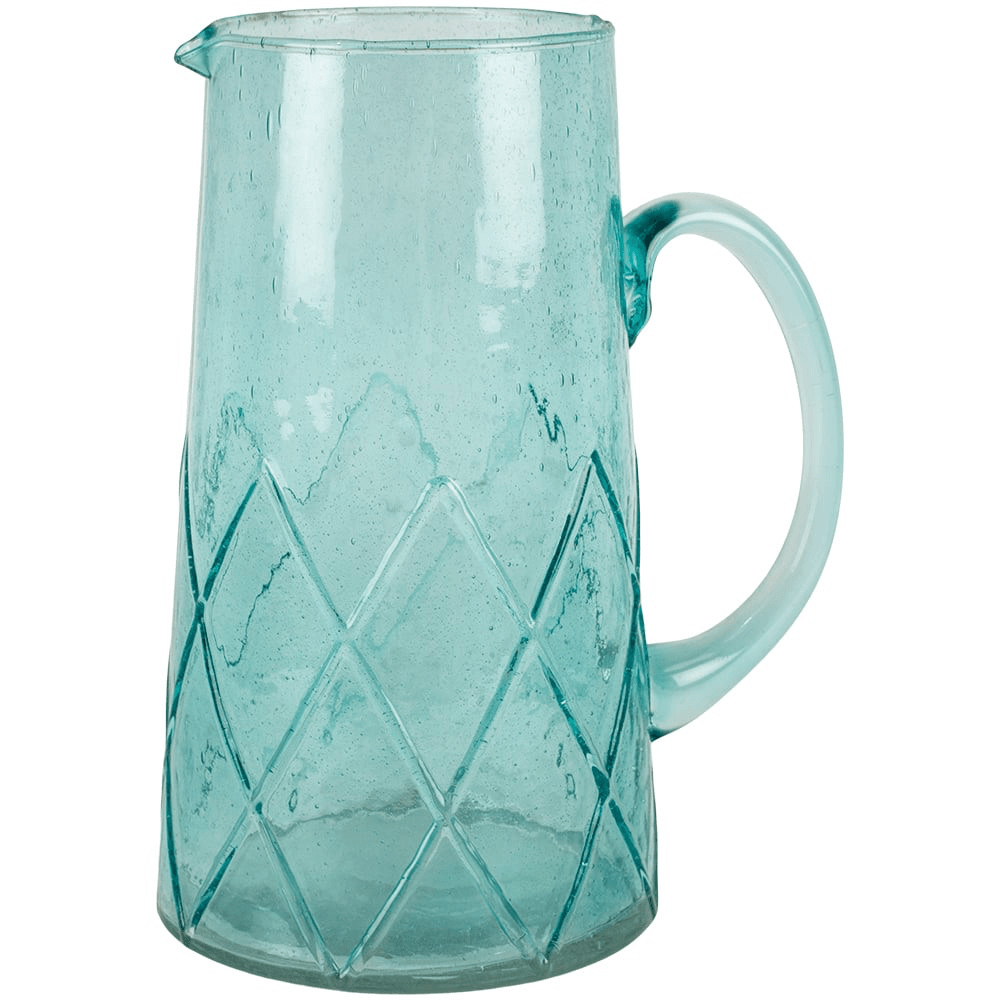 Recycled Bubble Glass Jug - Aqua Marine