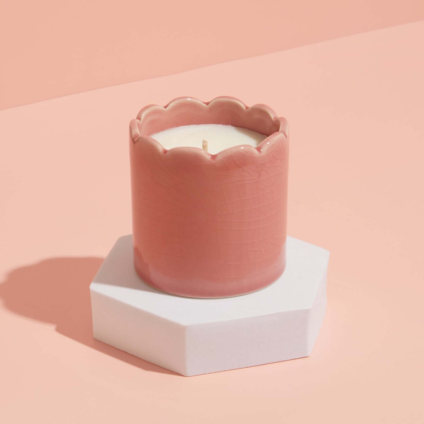 Kiln Scalloped Pink Candle - Blackberry & Cedarwood