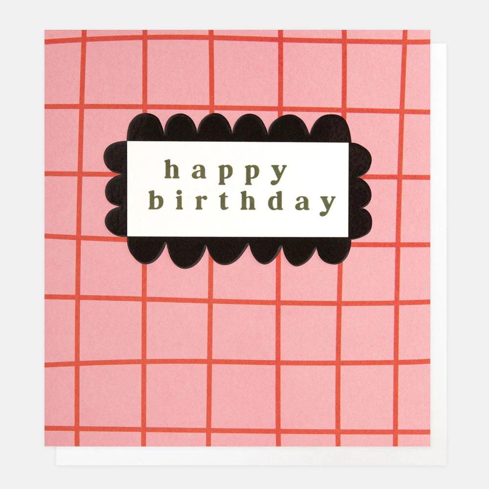 Happy Birthday Pink & Orange Grid