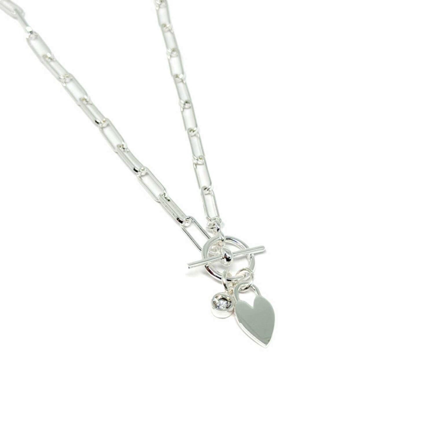 Arlo Heart 16" Silver Link Necklace
