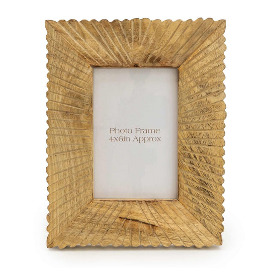 Mango Wood Photo Frame - Etched Lines (4x6)