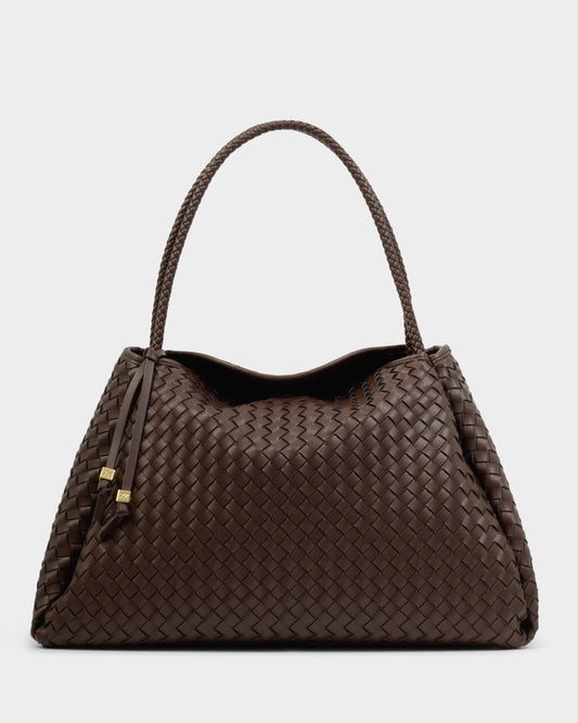 Nova Hand Woven Large Shoulder Bag - Chocolate
