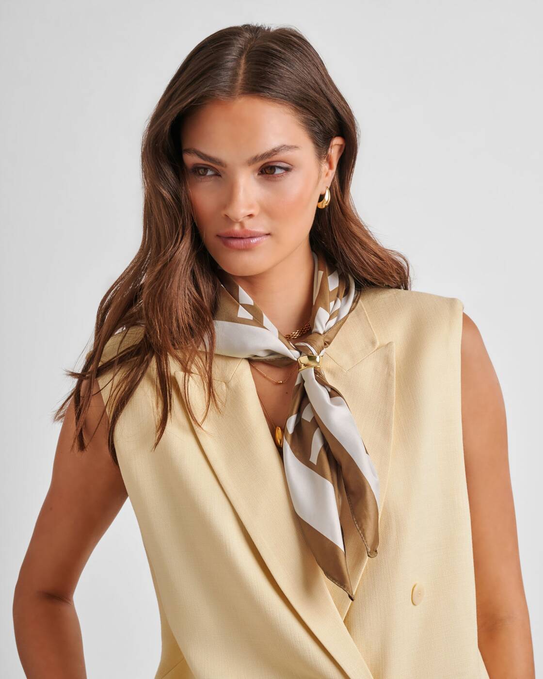 Satin Multiway Scarf - Brown Checkered