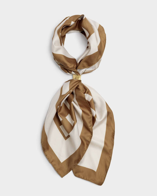 Satin Multiway Scarf - Brown Checkered