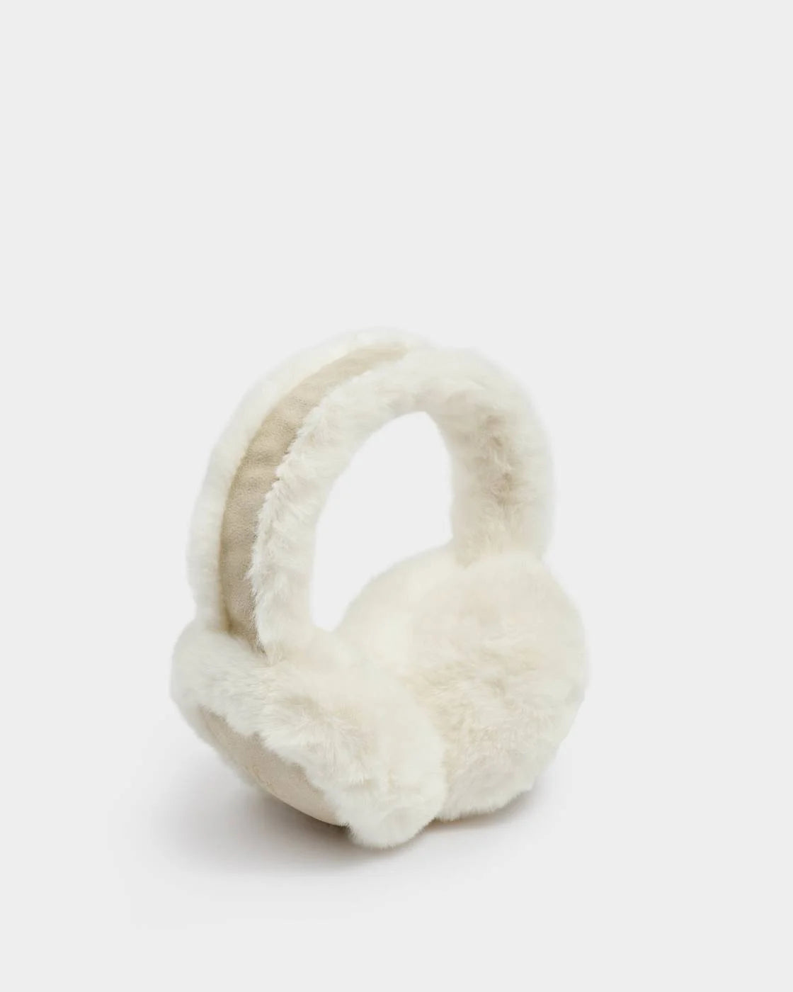 Faux Suede Earmuffs - Taupe / Cream