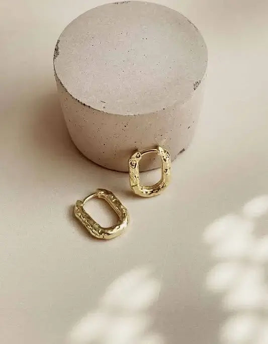 Bora Gold Textured Oval Hoops