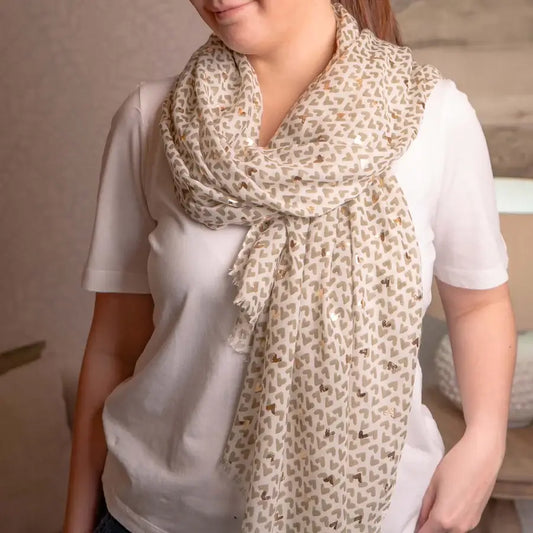 Lightweight Metallic Heart Green Scarf