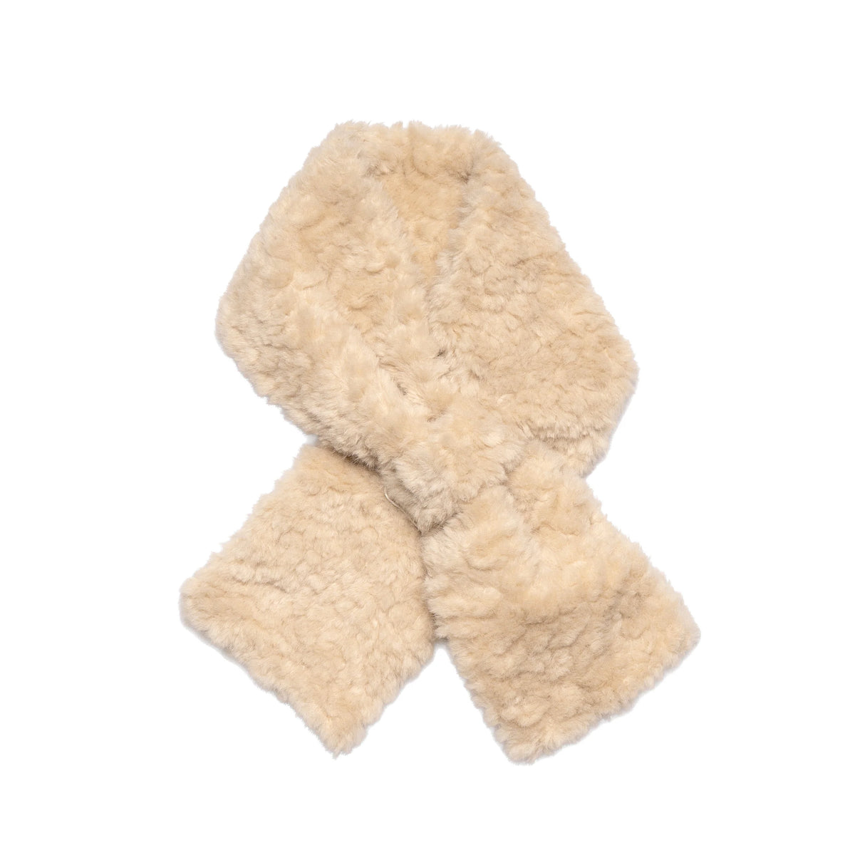 Pull Through Collar Faux Teddy Fur  - Cream