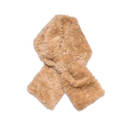 Pull Through Collar Faux Teddy Fur  - Caramel