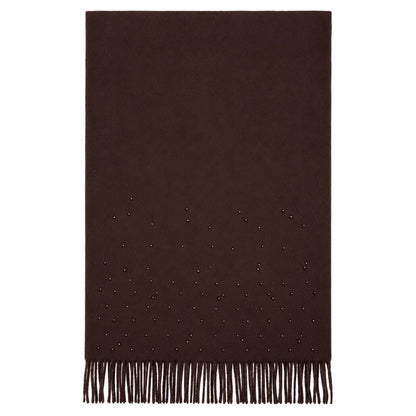 Wrap Scarf with Pearl & Tassels - Chocolate