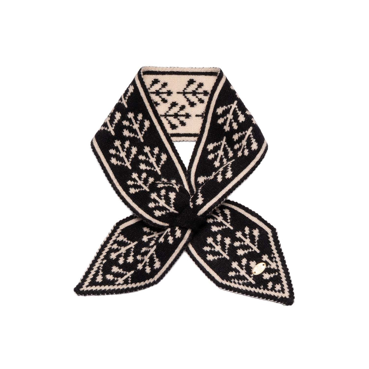 Narrow Pull Through Scarf Mistletoe  - Black