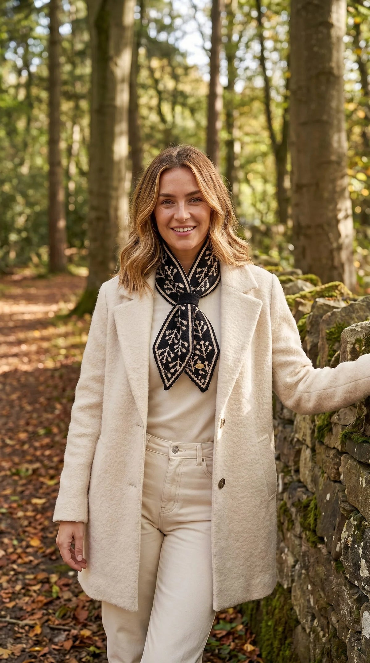 Narrow Pull Through Scarf Mistletoe  - Black