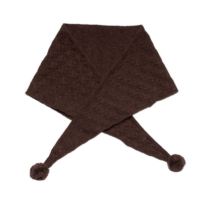 Triangle Scarf with Pom Pom - Chocolate