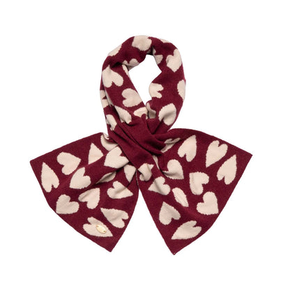 Pull Through Scarf Hearts - Cream/Burgundy