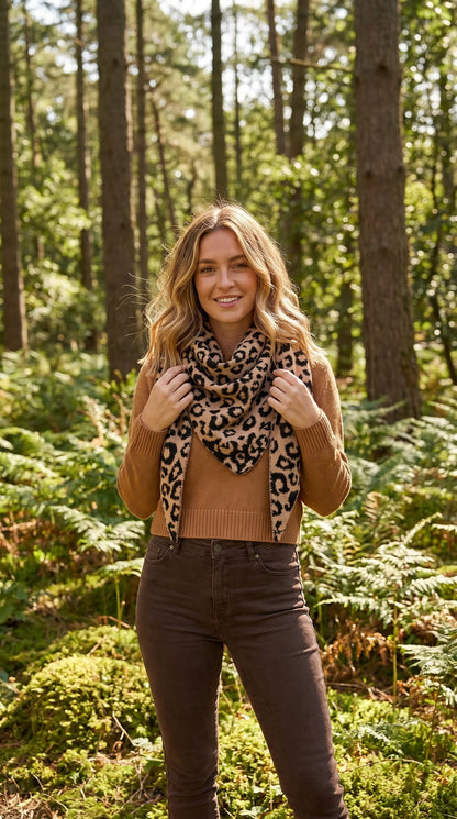 Triangle Scarf Reversible Animal Print Large