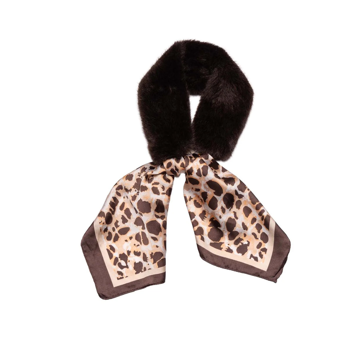 Collar Faux Fur and Animal Print - Chocolate