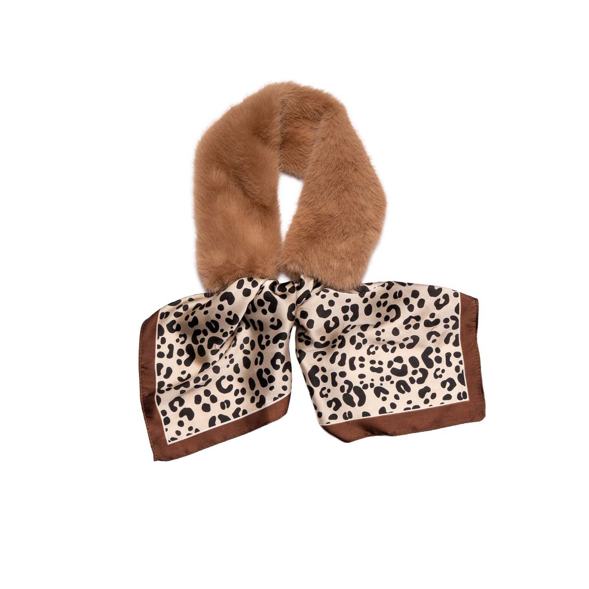 Collar Faux Fur and Animal Print - Taupe