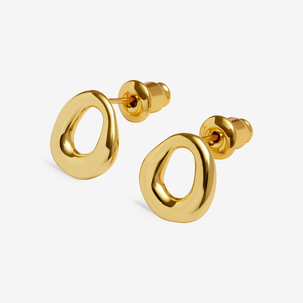Gold Organic Circle Earrings