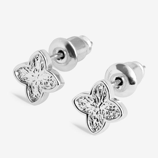 Silver Textured Clover Earrings