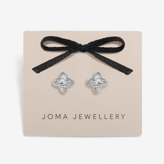 Silver Textured Clover Earrings