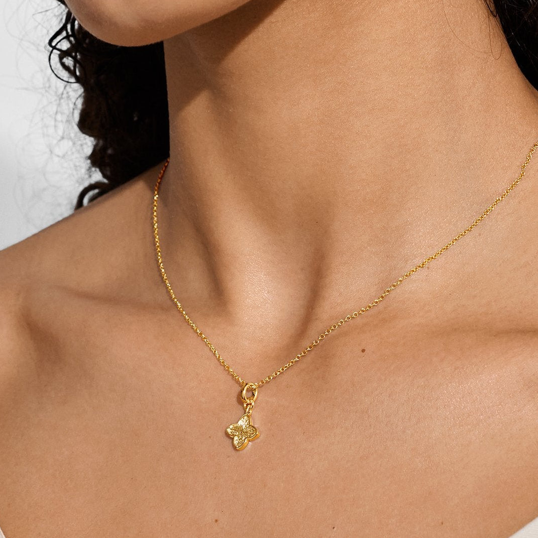 Gold Textured Clover Necklace