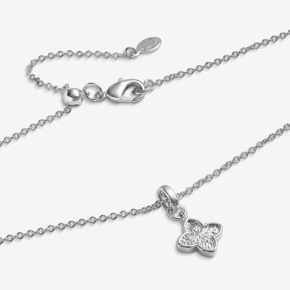 Silver Textured Clover Necklace