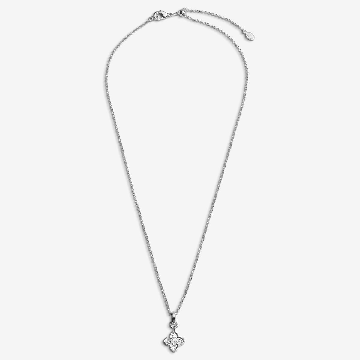 Silver Textured Clover Necklace