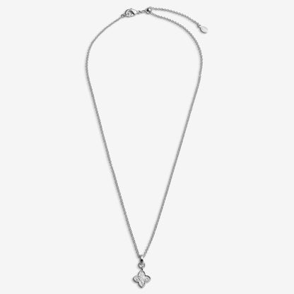 Silver Textured Clover Necklace