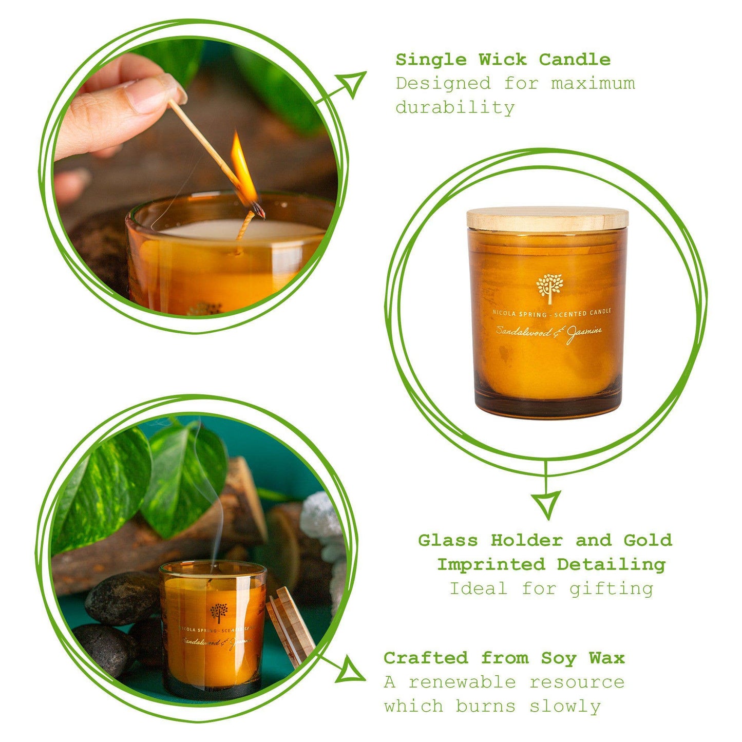 Sandalwood & Jasmine Wax Scented Candle