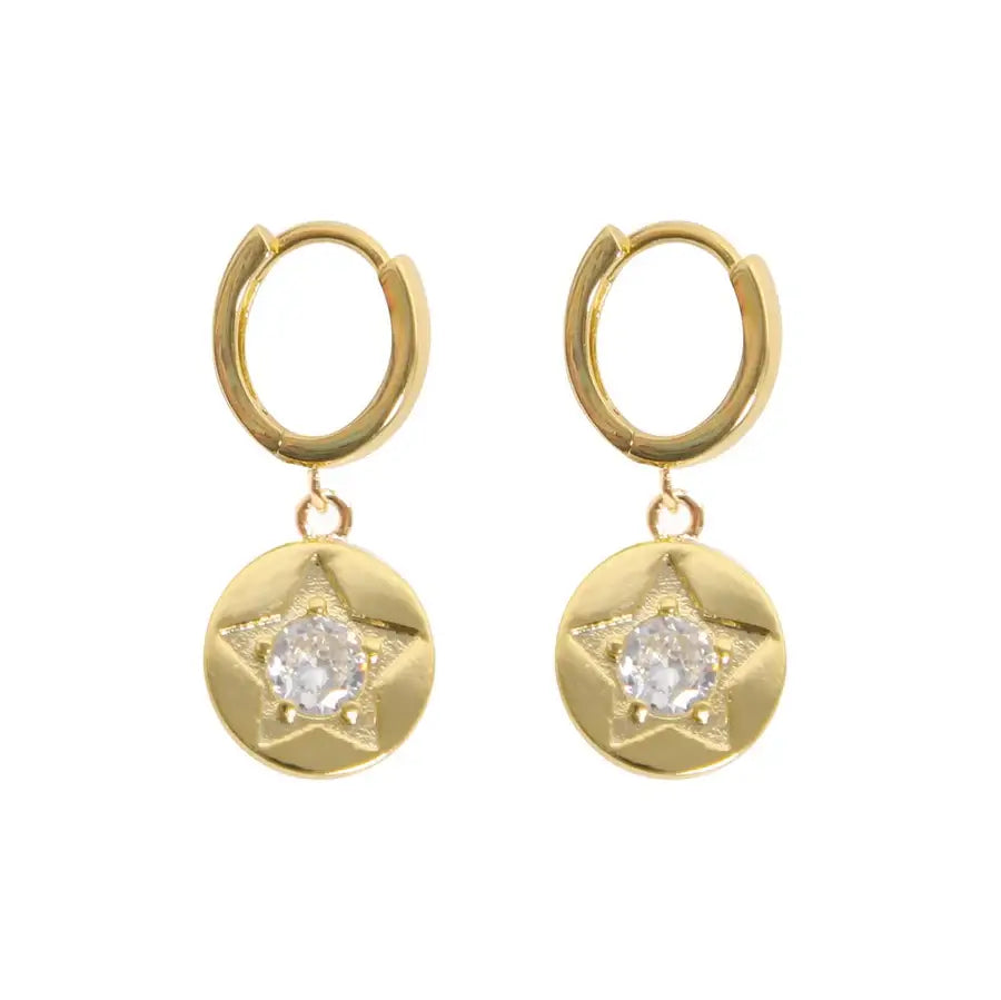 Clear Crystal Star Detail Hoop Earrings