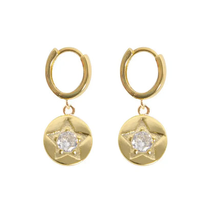 Clear Crystal Star Detail Hoop Earrings
