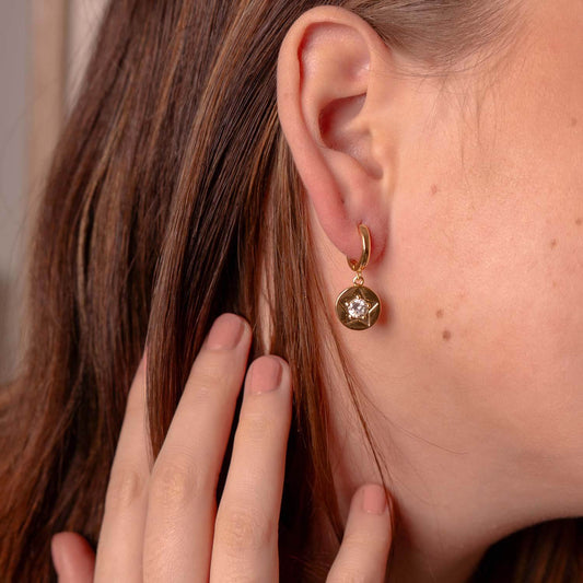 Clear Crystal Star Detail Hoop Earrings